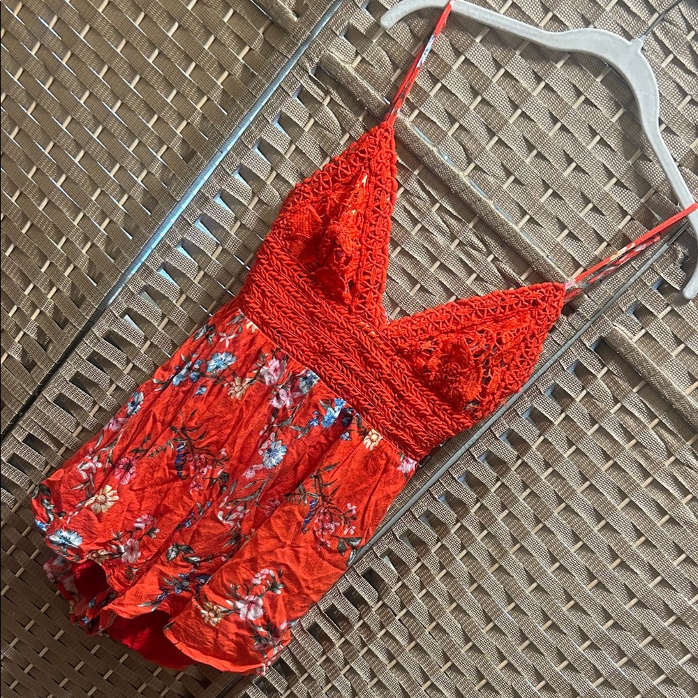 ILLA ILLA Red Floral Lace Romper